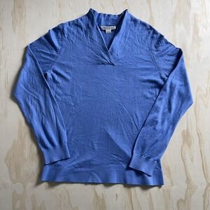 Pendleton Womens Petite Large Blue Silk Cashmere V Neck Pullover Sweater